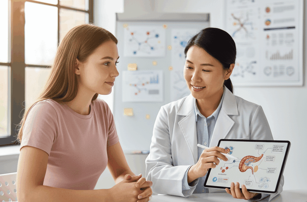 Patient with her doctor explaining