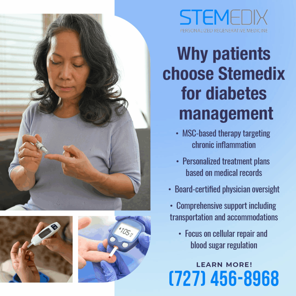 An image featuring an older woman checking her blood sugar with a meter and two smaller inset photos of hands performing glucose tests.